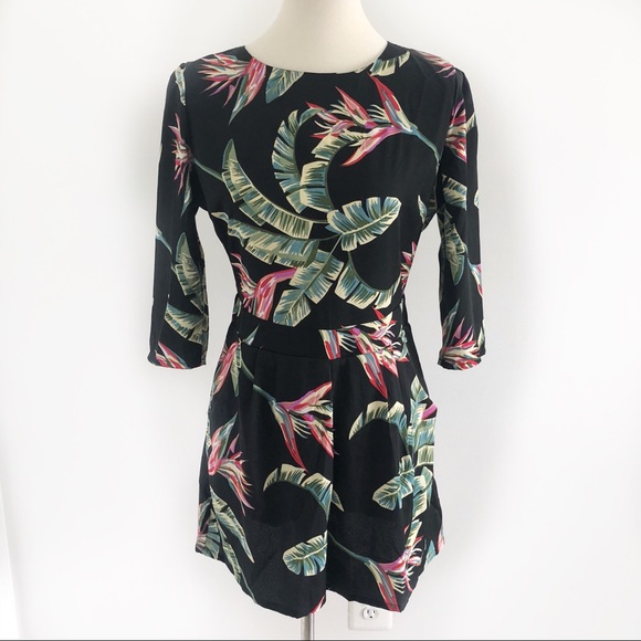 Boohoo Pants - 3/4 SLEEVE BLACK ROMPER